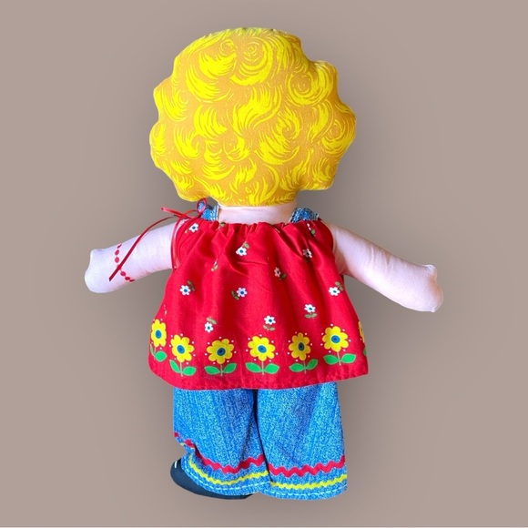 Vintage Lithographed Rag Doll Soft Toy 1970's with hand crafted outfit - Picture 2 of 6